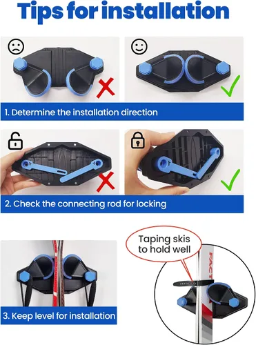 Miniatura 2 de Skifavs Soporte de pared de esquí, estante de almacenamiento de pared de snowboard, estante de esquí y snowboard para pared de garaje, estante
