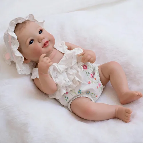 Miniatura 4 de iCradle Preciosa muñeca realista de 19 pulgadas, muñeca de bebé recién nacida de cuerpo completo de vinilo de silicona de aspecto real, muñeca
