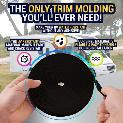 Miniatura 4 de LATCH.IT Moldura de inserción de 2.5 cm para RV, negro 30.5 metros de burlete exterior para RV Moldura exterior para cámper ¡Burlete exterior