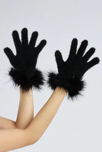 Miniatura 77 de Sahabowi Guantes de cuero para clima frío Manopla de lana cálida de invierno para mujeres