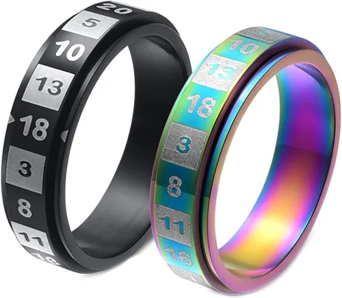 Anillos para ansiedad para hombres, números giratorios de 0.236 pulgadas, anillo giratorio anti estrés, colorido/negro, tamaño 6-11