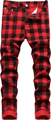 Miniatura 193 de Baylvn - Pantalones de mezclilla entallados y estampados para hombre con corte recto