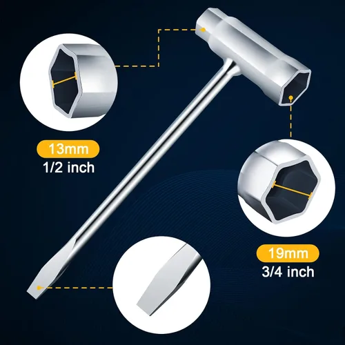 Miniatura 2 de Paquete de 3 llaves de motosierra de 0.512 x 0.748 in 1/2x3/4, herramienta de motosierra de repuesto, destornillador combinado y llave en T