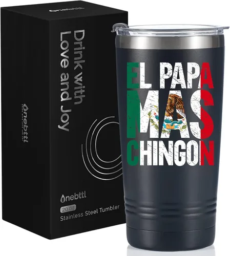 Onebttl Regalo para papá, vaso de acero inoxidable con tapa, 20 onzas, regalos para papá, día del padre, regalos para papá mexicano para Navidad,