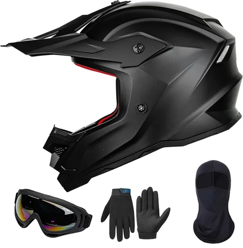 ILM - Casco para jóvenes y niños, para ATV, motocicleta todoterreno, BMX, motocross, kart, certificado por DOT y ECE - Modelo Z705 (negro mate, S)