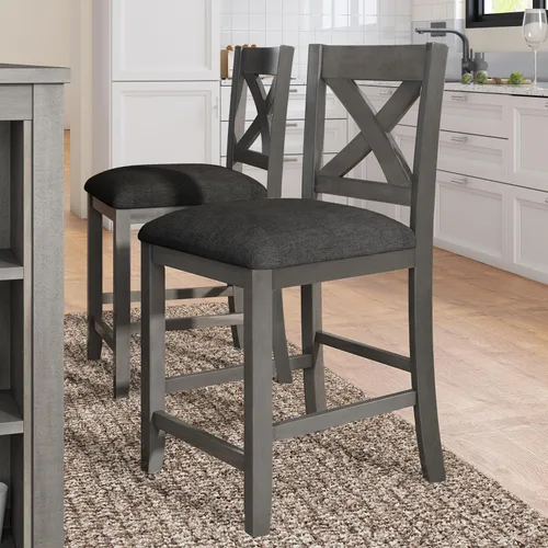 Miniatura 6 de LUMISOL Juego de mesa de comedor de 5 piezas con estantes de almacenamiento, juego de mesa de cocina de granja con 4 sillas tapizadas para cocina