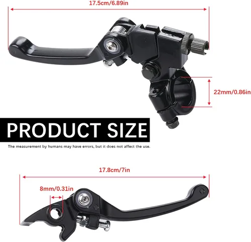 Miniatura 2 de Palanca de freno de embrague de aluminio plegable negra para manillar de 0.866 in 7/8 pulgadas 110cc 125cc 140cc TTR 125cc SSR Xmotos Apollo 125 Pit