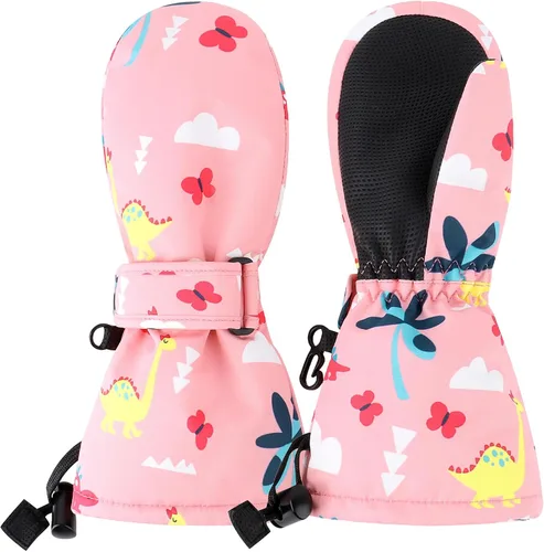 Miniatura 15 de Duoyeree Guantes impermeables para niños y niñas, con forro polar, para invierno, nieve, esquí, aislamiento grueso para clima frío