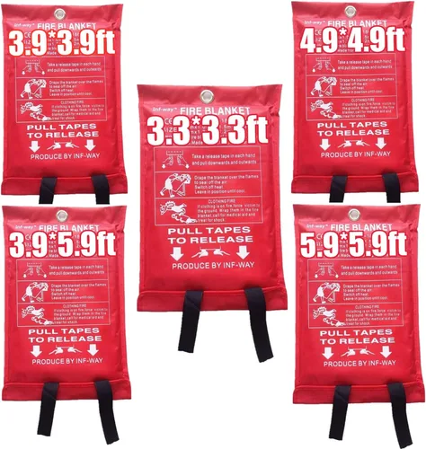 Miniatura 4 de Inf-way Manta de fuego, 39.3 x 39.3 pulgadas, fibra de vidrio ignífuga ignífuga, cubierta de seguridad para refugio contra incendios de emergencia