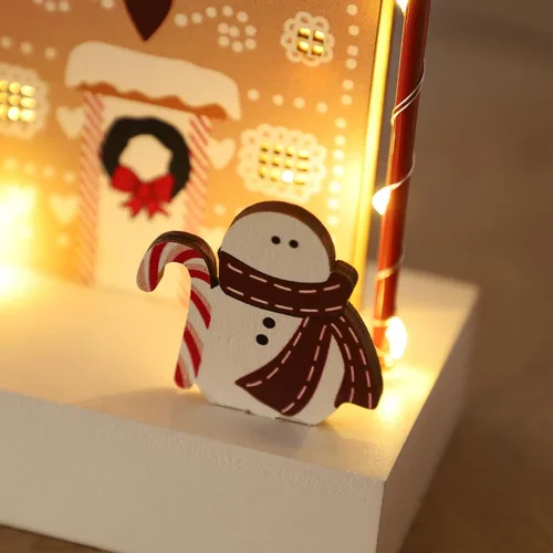 Miniatura 5 de Decoración de Mesa de Navidad, Decoraciones Iluminadas de Madera, Decoraciones de Mesa de Navidad Operadas a Batería para Interiores