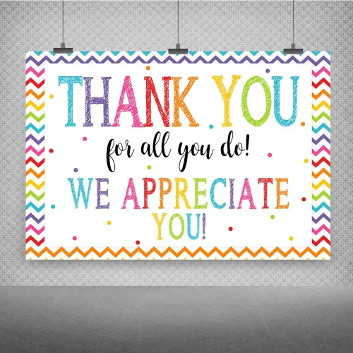 Miniatura 4 de Telón de fondo de 5 x 3 pies con texto en inglés "Thank You for All You Do Felicitaciones Graduados" Be Thankful to The Teacher Doctor Staff We
