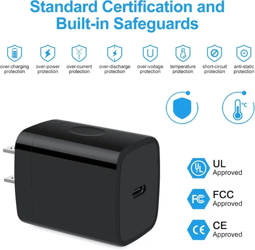 Miniatura 3 de Cargador tipo C, cargador de pared USB C de 20 W PD de carga rápida y cable de carga de teléfono Android de 6 pies, compatible con iPhone 16 15 Pro