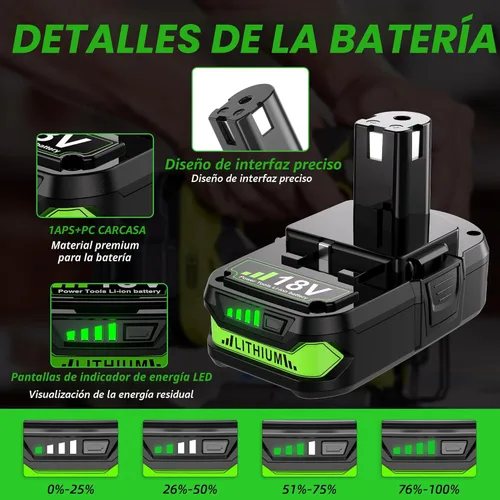 Miniatura 6 de Juego de 2 baterías de repuesto de litio de 4.0 Ah para Ryobi de 18 V Compatible con batería Ryobi ONE+ Plus de 18 voltios P102 P103 P104 P105 P106
