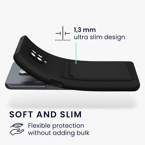Miniatura 2 de kwmobile Funda compatible con Xiaomi Redmi Note 9S / 9 Pro / 9 Pro Max - Funda para teléfono TPU con tarjetero - Negro mate