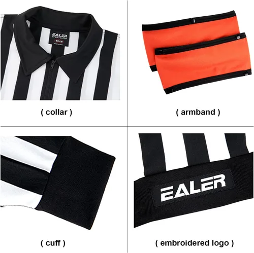 Miniatura 6 de EALER HRJ100 Camisa de manga larga para árbitro/árbitro a rayas de hockey sobre hielo con brazaletes extraíbles naranja y rojo