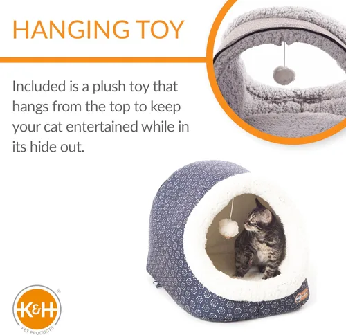Miniatura 5 de K&H Pet Products Cama térmica para gatos, cueva térmica para gatos grandes, cama climatizada para mascotas para perros y gatos, tienda de campaña