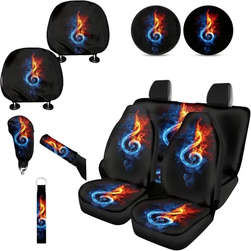 Miniatura 21 de Forchrinse Bee - Juego de fundas para asiento delantero y trasero con funda para palanca de cambios de freno de mano, funda para reposacabezas