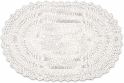 Miniatura 24 de Royal Blaze Tapete de baño de algodón rojo, reversible, pequeño ovalado de 18 x 26 pulgadas, lavable y decorativo