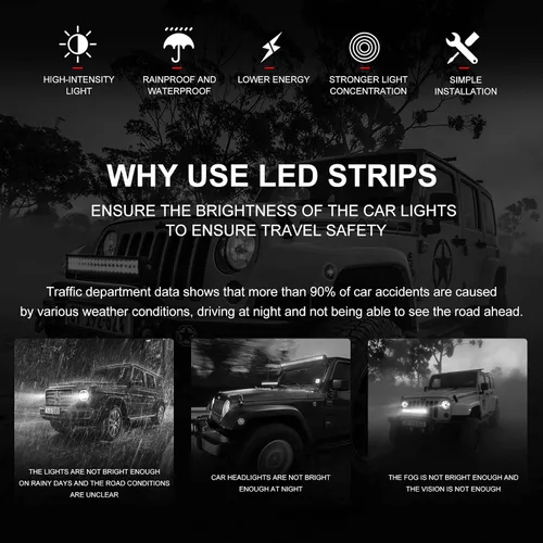 Miniatura 7 de Kit de barra de luz LED, 42 pulgadas, 900 W + 22 pulgadas, 450 W, haz combinado de luces todoterreno + 4 luces antiniebla LED de 4 pulgadas 60 W