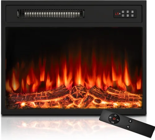 BOSSIN Chimenea eléctrica de 23 pulgadas con calentador de estufa para soporte de TV, llama realista LED, calentador de chimenea empotrado con