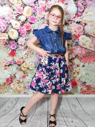Miniatura 3 de YJ.GWL Vestido occidental para niñas, vestido de mezclilla para niña, vestidos de princesa para niñas, vestidos de fiesta para niñas de 3 a 14 años