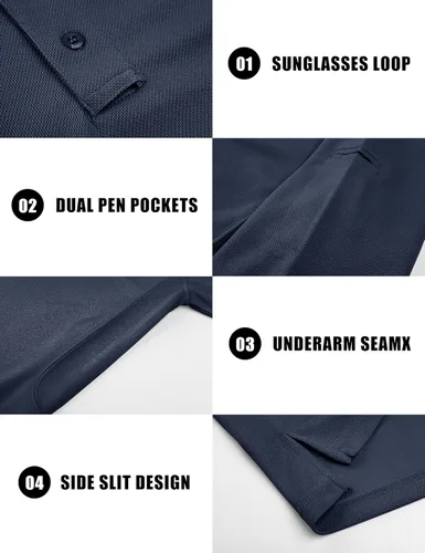Miniatura 6 de MAGNIVIT Camisas Polo para Hombre de Manga Larga, de Secado Rápido, Rendimiento Militar, Táctico, para Combate del Ejército