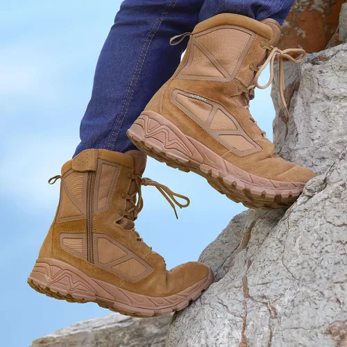 Miniatura 2 de Botas de trabajo tácticas militares para hombre, ligeras, con cremallera lateral, botas de combate del ejército, para senderismo