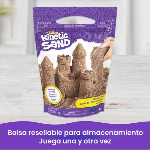 Miniatura 7 de Kinetic Sand, Arena de juego de playa de 3.25 libras, exclusiva de Amazon, bolsa resellable (el embalaje puede variar), juguetes sensoriales, Marrón
