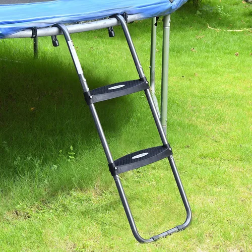 Miniatura 4 de Escalera de trampolín HBTower con pasos horizontales y anchos, gancho universal, acero tratado con UV, capacidad de 220 libras, accesorios