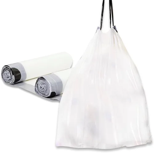 Bolsa de basura pequeña de 1.2 galones con cordón para cubos de basura para dormitorio, hogar, cocina, 75 unidades, color negro
