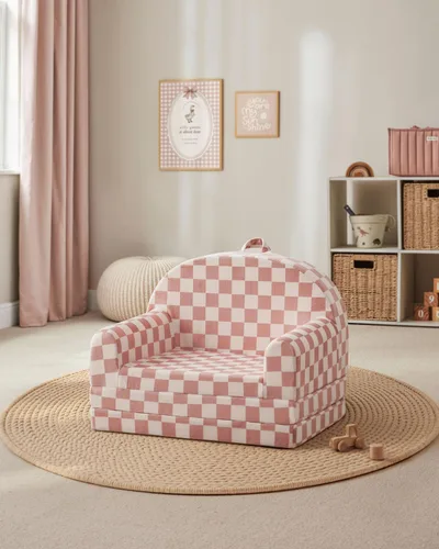 Miniatura 7 de Blissful Diary Sofá plegable para niños pequeños, silla y tumbona cómoda 2 en 1 para leer, sala de juegos, sofá para niños y niñas, regalo de Rubor