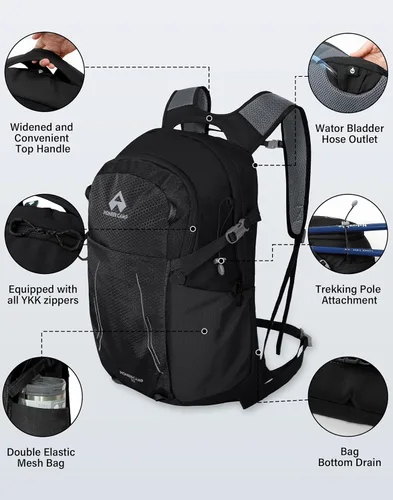 Miniatura 5 de Pioneer Camp Mochila de senderismo de 22 litros, equipo pequeño de hidratación para senderismo, mochila ligera para campamento, mochila de viaje
