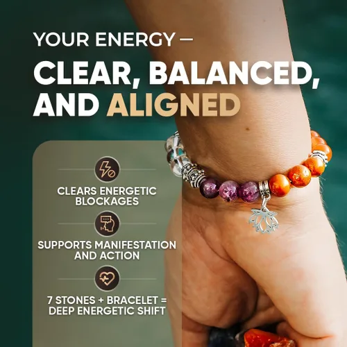 Miniatura 15 de Conscious Items Pulseras espirituales para mujeres y hombres, pulsera de cristal curativo con piedras naturales para meditación, alineación