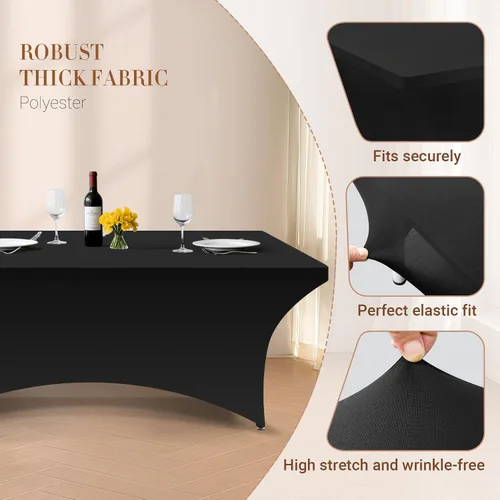 Miniatura 4 de Paquete de 6 manteles de elastano, manteles de elastano elásticos de 6 pies para mesas de 6 pies, mantel elástico rectangular universal ajustable