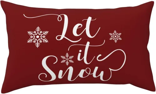 Miniatura 11 de Funda de almohada de invierno con diseño de copo de nieve de Navidad, fundas de almohada lumbares de alce, fundas de cojín rectangulares decorativas