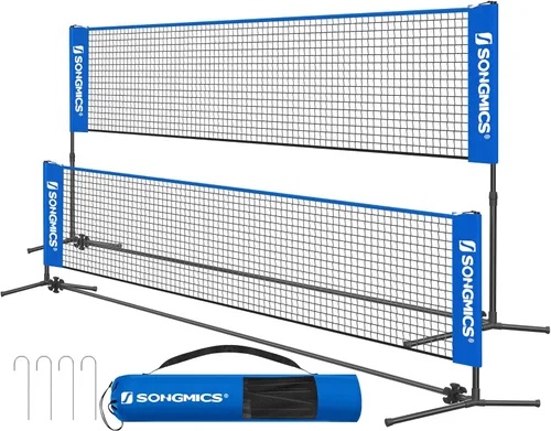 Miniatura 9 de SONGMICS - Red de bádminton ajustable en altura, red de voleibol, red de pickleball para tenis junior, niños, cancha interior y exterior, red