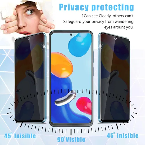 Miniatura 3 de [Paquete de 2+2] MOOISVS para Xiaomi Redmi Note 11 4G/Redmi Note 11S 4G Protector de pantalla de vidrio templado de privacidad (2 paquetes) +