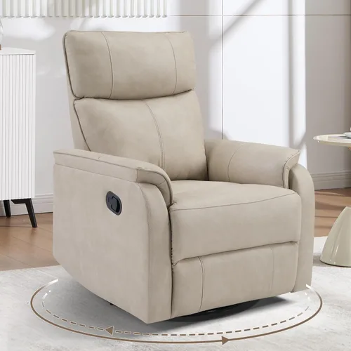 Miniatura 14 de HAOMARKETS Silla reclinable basculante giratoria, sillón reclinable manual de imitación de cuero para adultos, sofá reclinable para cuarto del bebé