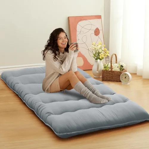 Miniatura 9 de ROYGROW Colchón de futón japonés para niños, colchón de futón japonés tamaño individual, tapete para dormir, tapete de tatami, almohadilla