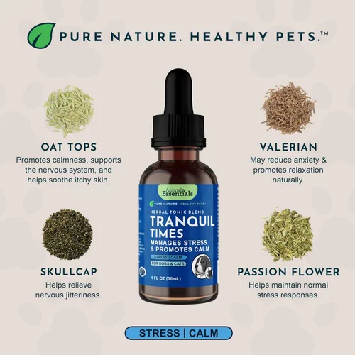 Miniatura 3 de Animal Essentials Tranquility Blend - Raíz de valeriana para perros y gatos, gotas calmantes orgánicas para perros y gatos, suplemento natural