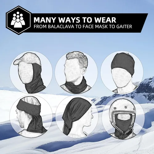 Miniatura 5 de ROCKBROS Pasamontañas para clima frío para hombre, resistente al viento, térmica, bufanda de invierno para mujer, con capucha para ciclismo