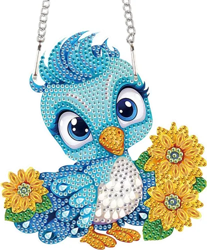 Miniatura 26 de AiYuanzsh Animal Parrot DIY Kits de Pintura de Arte de Diamante de Acrílico Colgante Pendientes de Arte de Diamante de Rinstone Especialmente Búho