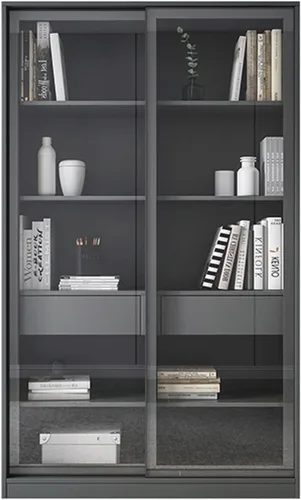 Miniatura 8 de moisture Estantería de piso a techo con puerta corrediza de vidrio, gabinete de almacenamiento adecuado para sala de estar, dormitorio, estudio