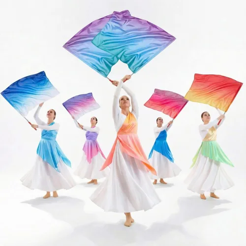 Miniatura 8 de Mindsoft 10 banderas de adoración de baile de alabanza de 21.6 x 26.8 pulgadas con barra escalable, bandera rectangular de ala de ángel, banderas