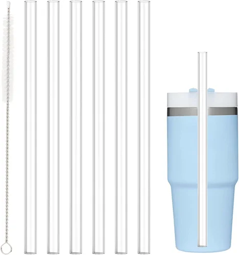 Miniatura 11 de Popote de repuesto compatible con vaso tumbler Stanley de 40 onzas y 30 onzas, paquete de 6 popotes reutilizables con cepillo de limpieza, plástico