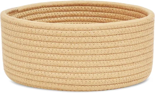 Miniatura 11 de ABenkle Cesta Tejida Pequeña, Cestas de Almacenamiento Pequeñas Vacías y Poco Profundas, Mini Cestas de Cuerda de Algodón, Cesta Decorativa Redonda