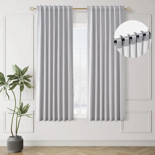Miniatura 24 de BOODII Cortinas de lino 100% opacas para dormitorio de 102 pulgadas de largo, con aislamiento térmico, oscurecimiento de la habitación, cortinas