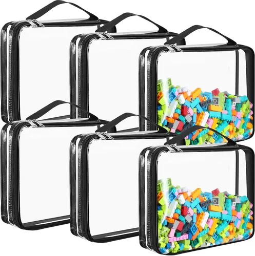 Sanwuta 6 paquetes de bolsas de almacenamiento para juguetes, estuches organizadores de PVC con cremallera, contenedor impermeable para juegos de