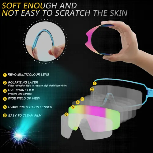 Miniatura 4 de SPOSUNE Gafas de sol polarizadas de ciclismo para hombres y mujeres, UV400, gafas deportivas para bicicleta, béisbol, correr, MTB