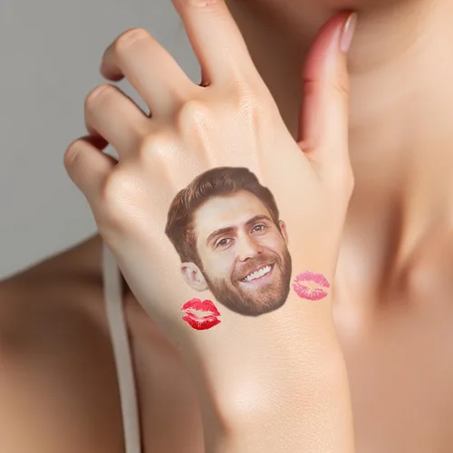 Miniatura 9 de 20 calcomanías de tatuajes fotográficos para despedida de soltera para novio, tatuajes faciales personalizados para hombres, decoraciones de fiesta